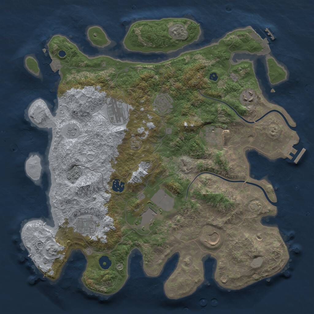Rust Map: Procedural Map, Size: 3699, Seed: 932961114, 15 Monuments