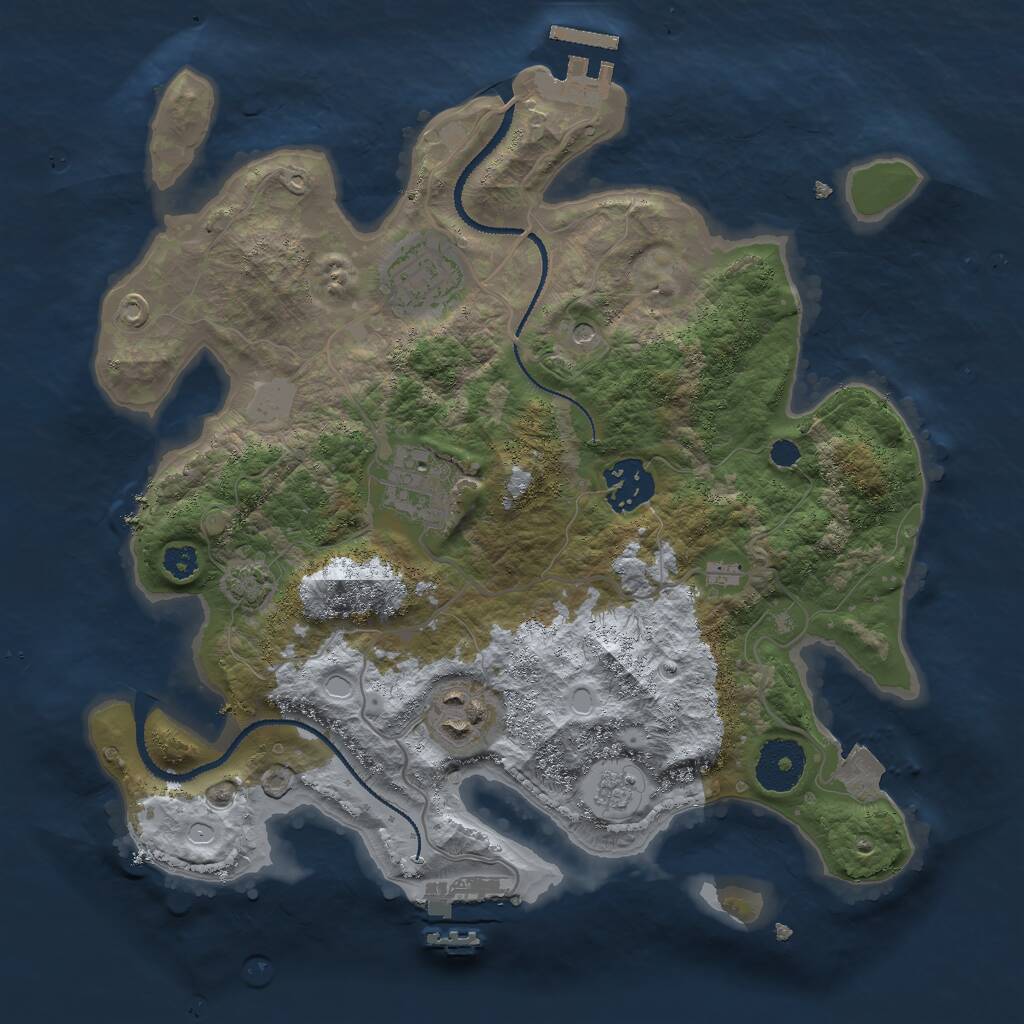 Rust Map: Procedural Map, Size: 3000, Seed: 232516247, 10 Monuments