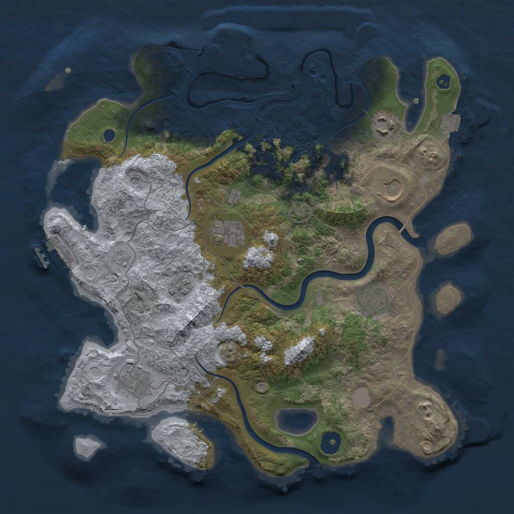Rust Map: Procedural Map, Size: 3500, Seed: 279075425, 12 Monuments