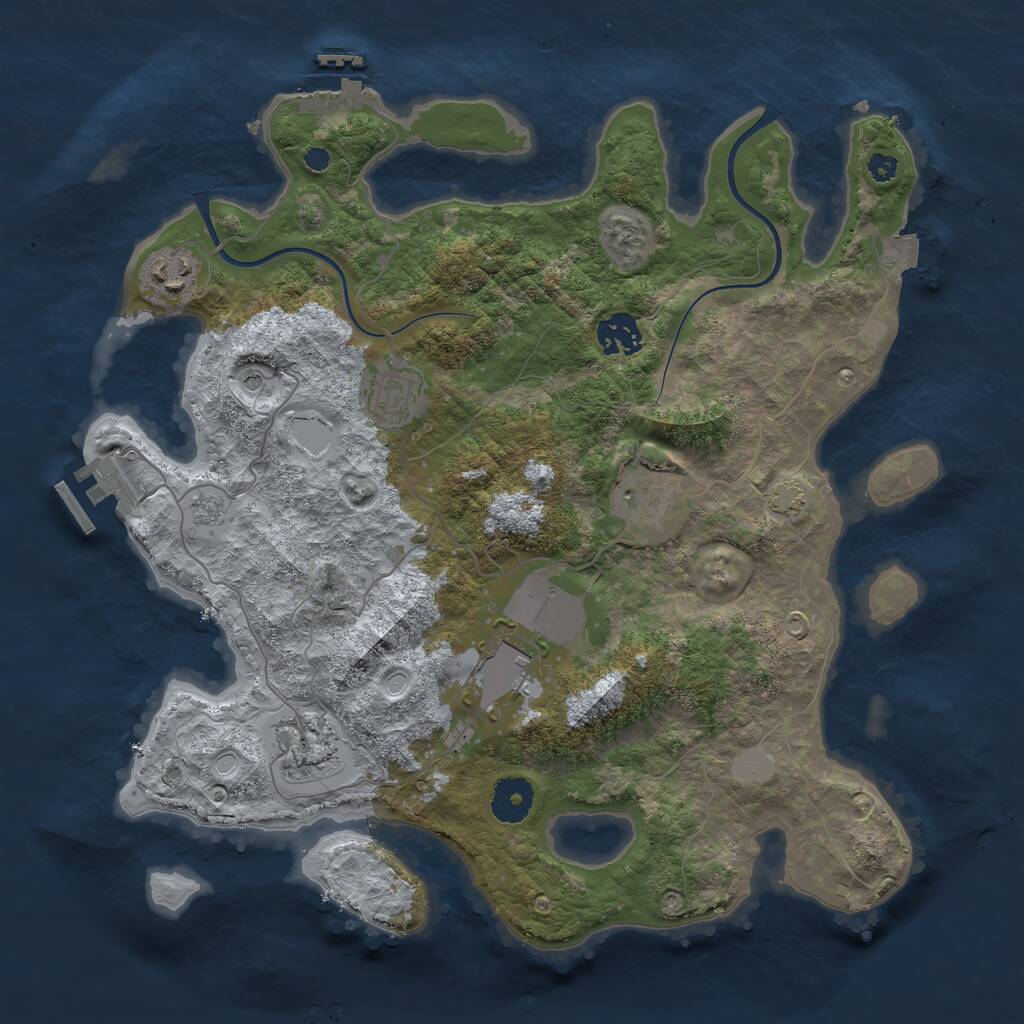 Rust Map: Procedural Map, Size: 3500, Seed: 279075425, 12 Monuments