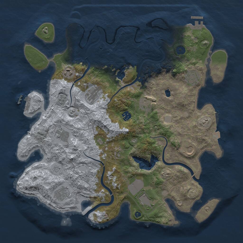 Rust Map: Procedural Map, Size: 4000, Seed: 235102230, 17 Monuments