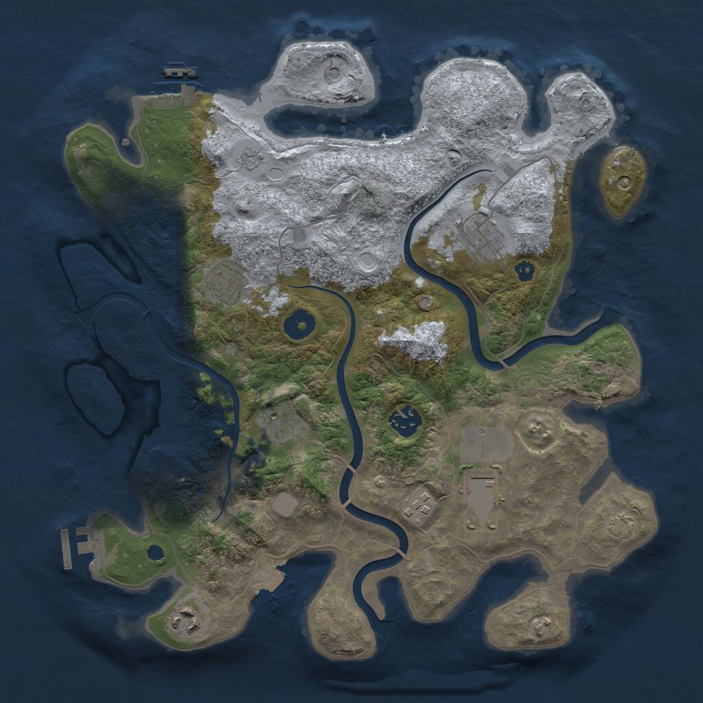 Rust Map: Procedural Map, Size: 3500, Seed: 1056729513, 13 Monuments
