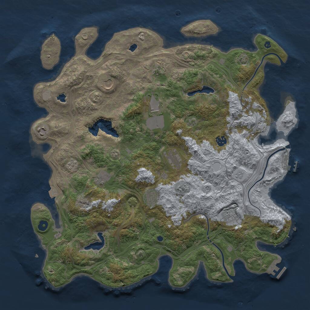 Rust Map: Procedural Map, Size: 4500, Seed: 1207115683, 16 Monuments