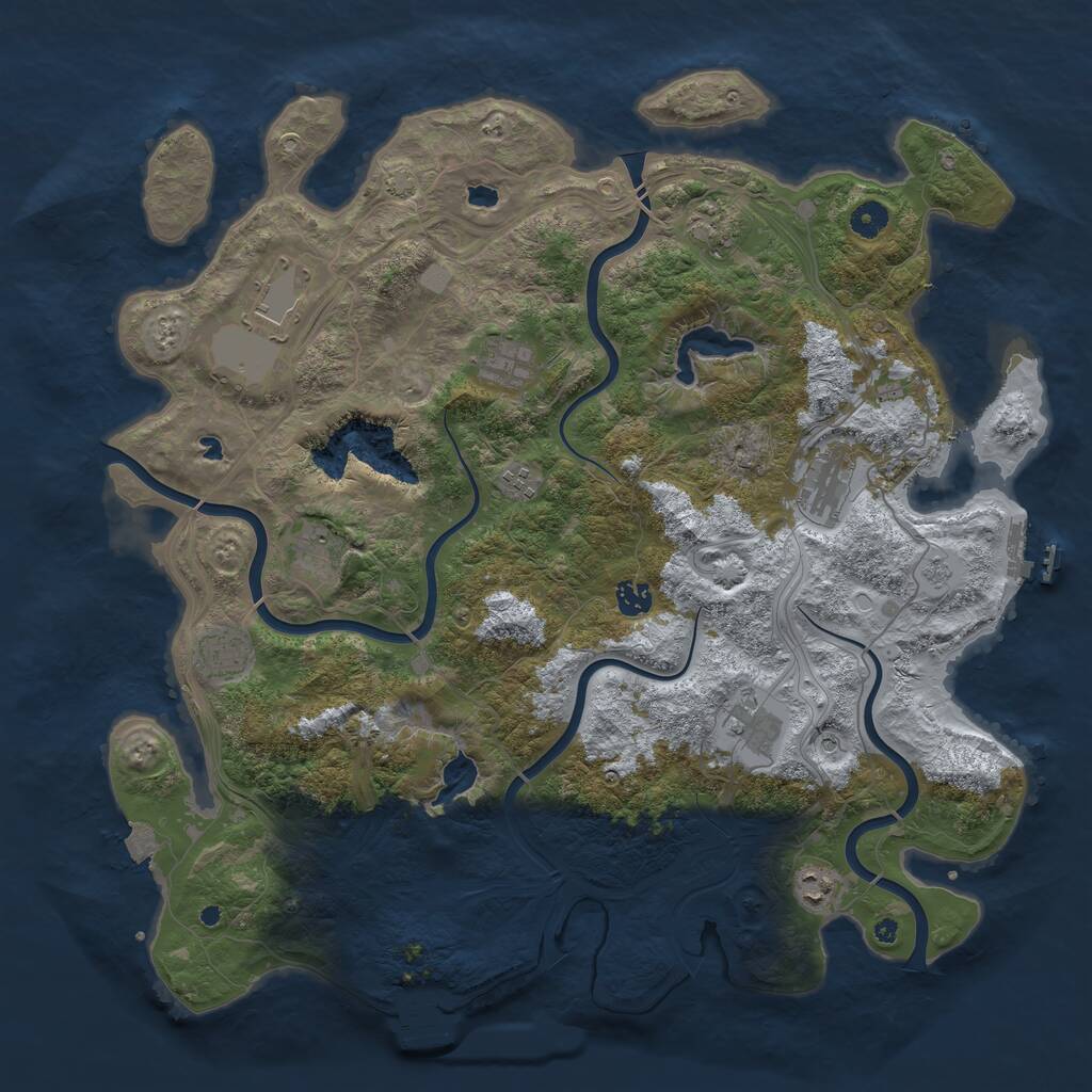 Rust Map: Procedural Map, Size: 4500, Seed: 1207115683, 16 Monuments