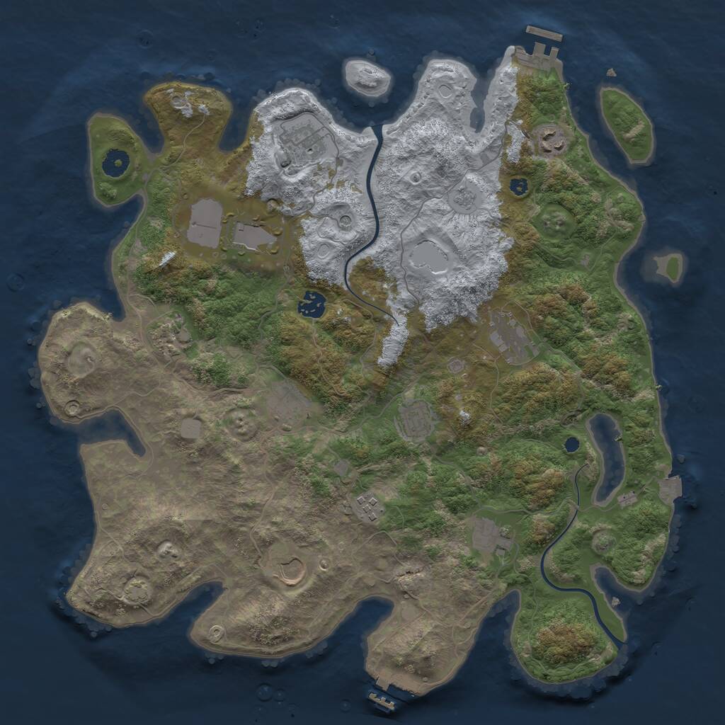 Rust Map: Procedural Map, Size: 3999, Seed: 17028772, 17 Monuments
