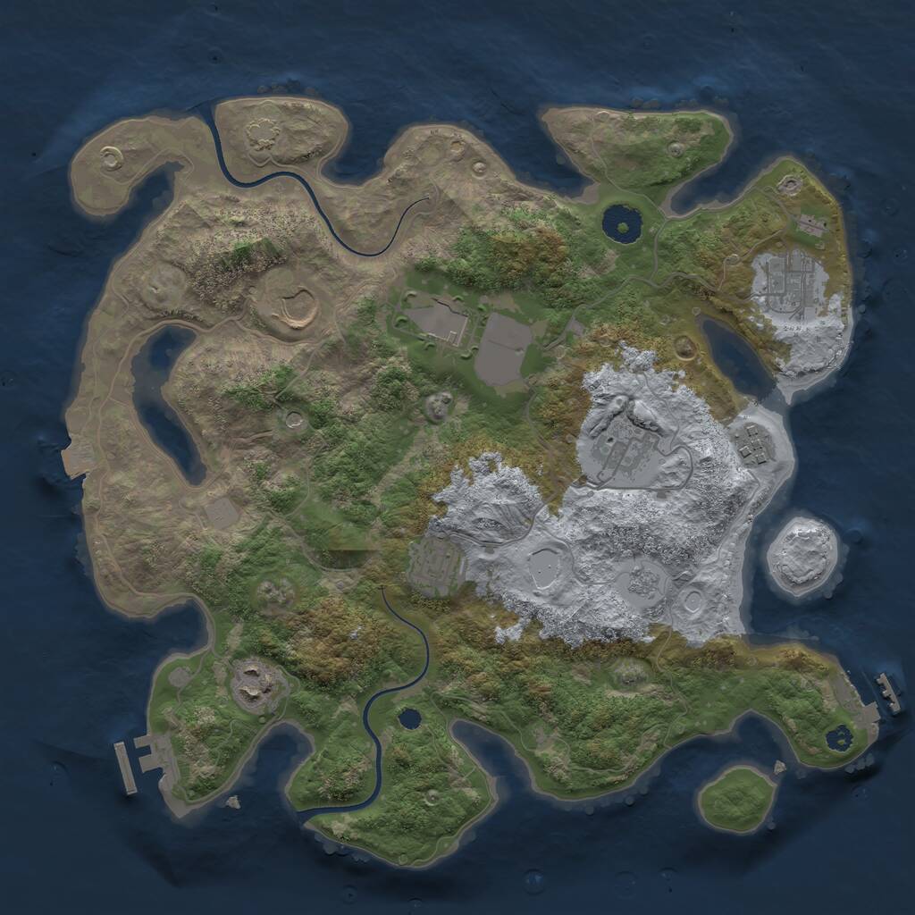 Rust Map: Procedural Map, Size: 3500, Seed: 1877940867, 13 Monuments