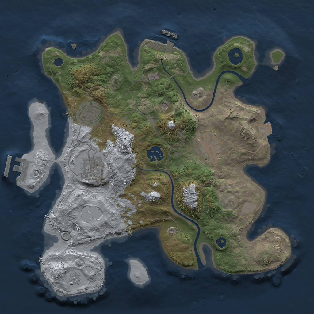 Rust Map: Procedural Map, Size: 3000, Seed: 610740267, 9 Monuments