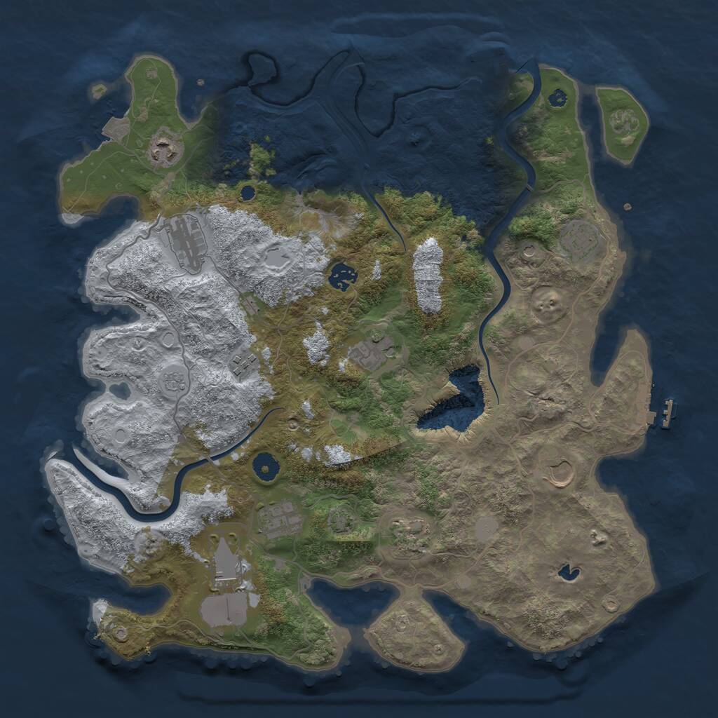 Rust Map: Procedural Map, Size: 4000, Seed: 1443428281, 16 Monuments