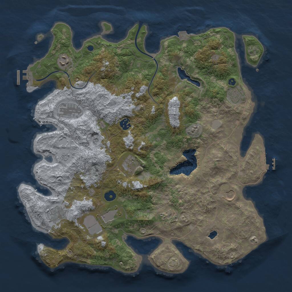 Rust Map: Procedural Map, Size: 4000, Seed: 1443428281, 15 Monuments