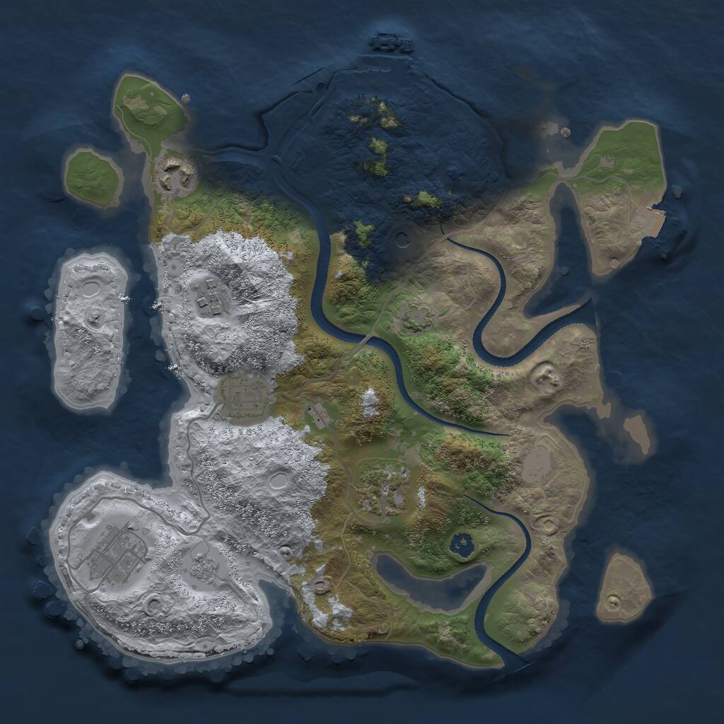 Rust Map: Procedural Map, Size: 3000, Seed: 9365441, 10 Monuments