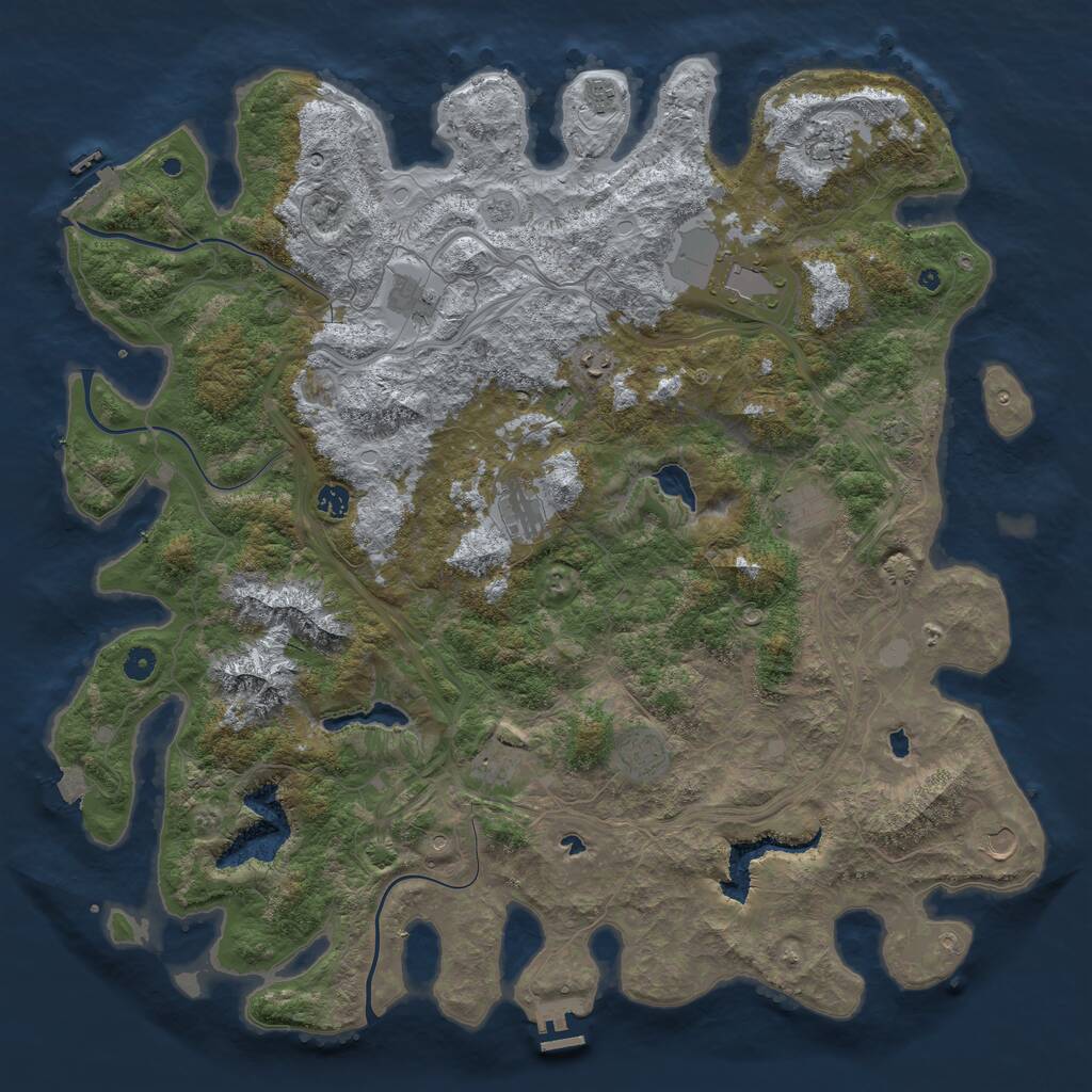 Rust Map: Procedural Map, Size: 5000, Seed: 1707218628, 17 Monuments