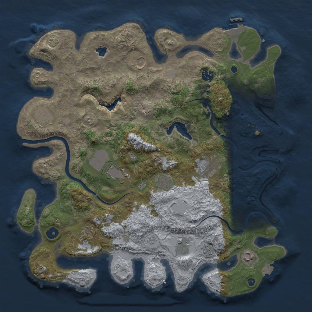 Rust Map: Procedural Map, Size: 4000, Seed: 1811727369, 16 Monuments