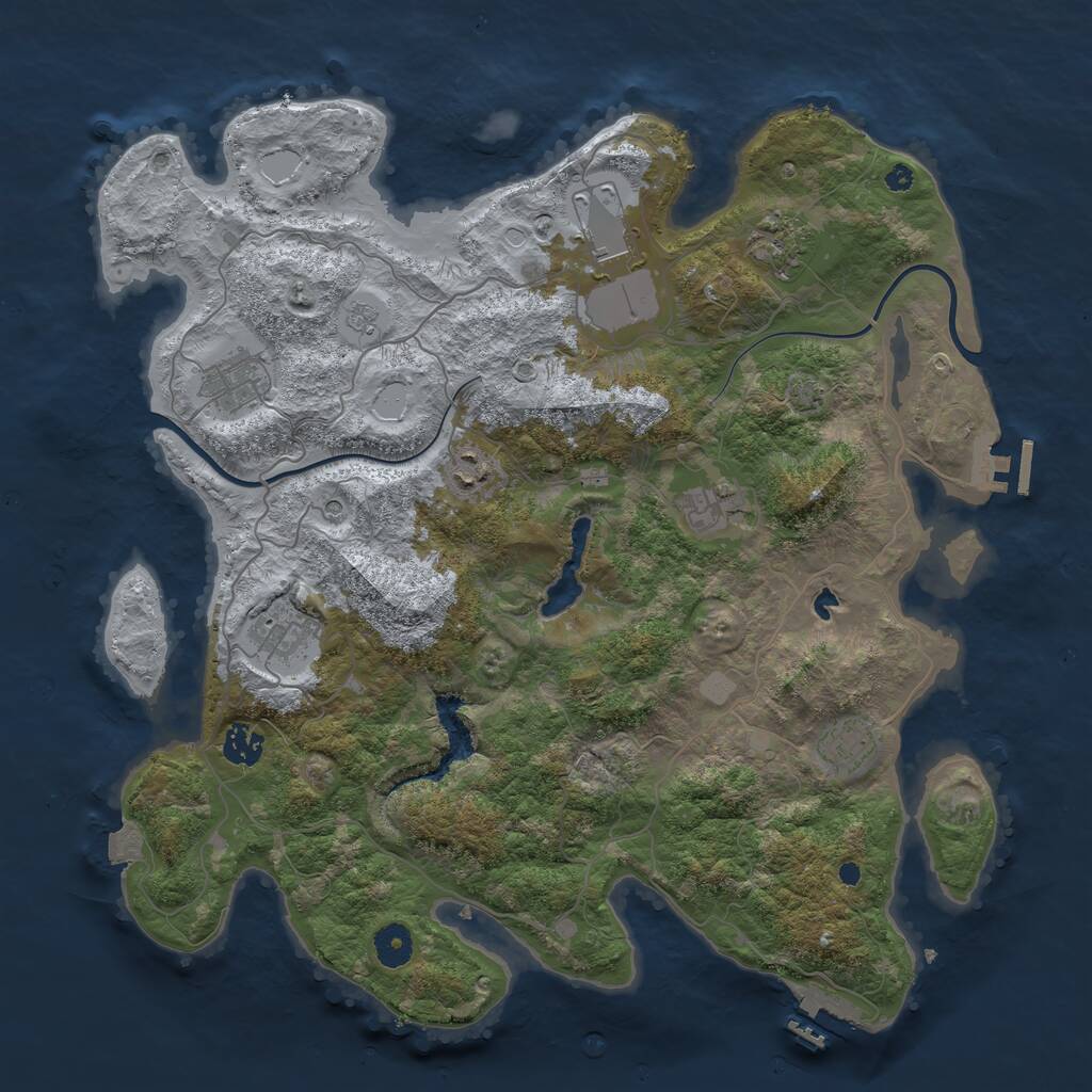 Rust Map: Procedural Map, Size: 4000, Seed: 997236949, 14 Monuments