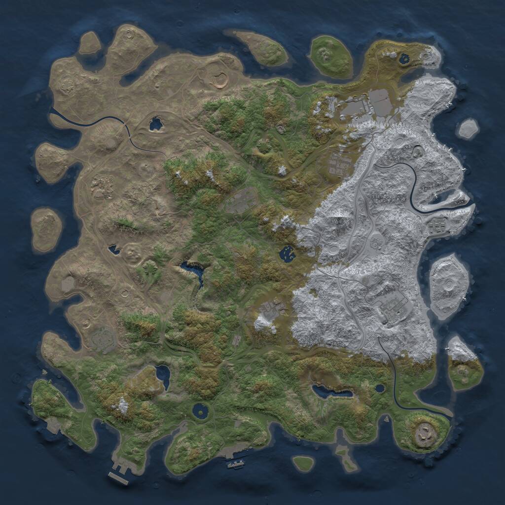 Rust Map: Procedural Map, Size: 4800, Seed: 1208423608, 17 Monuments