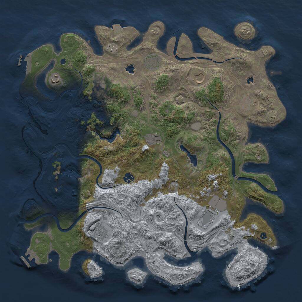 Rust Map: Procedural Map, Size: 4500, Seed: 1588499650, 16 Monuments