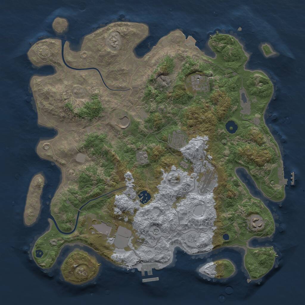 Rust Map: Procedural Map, Size: 3750, Seed: 45714, 14 Monuments