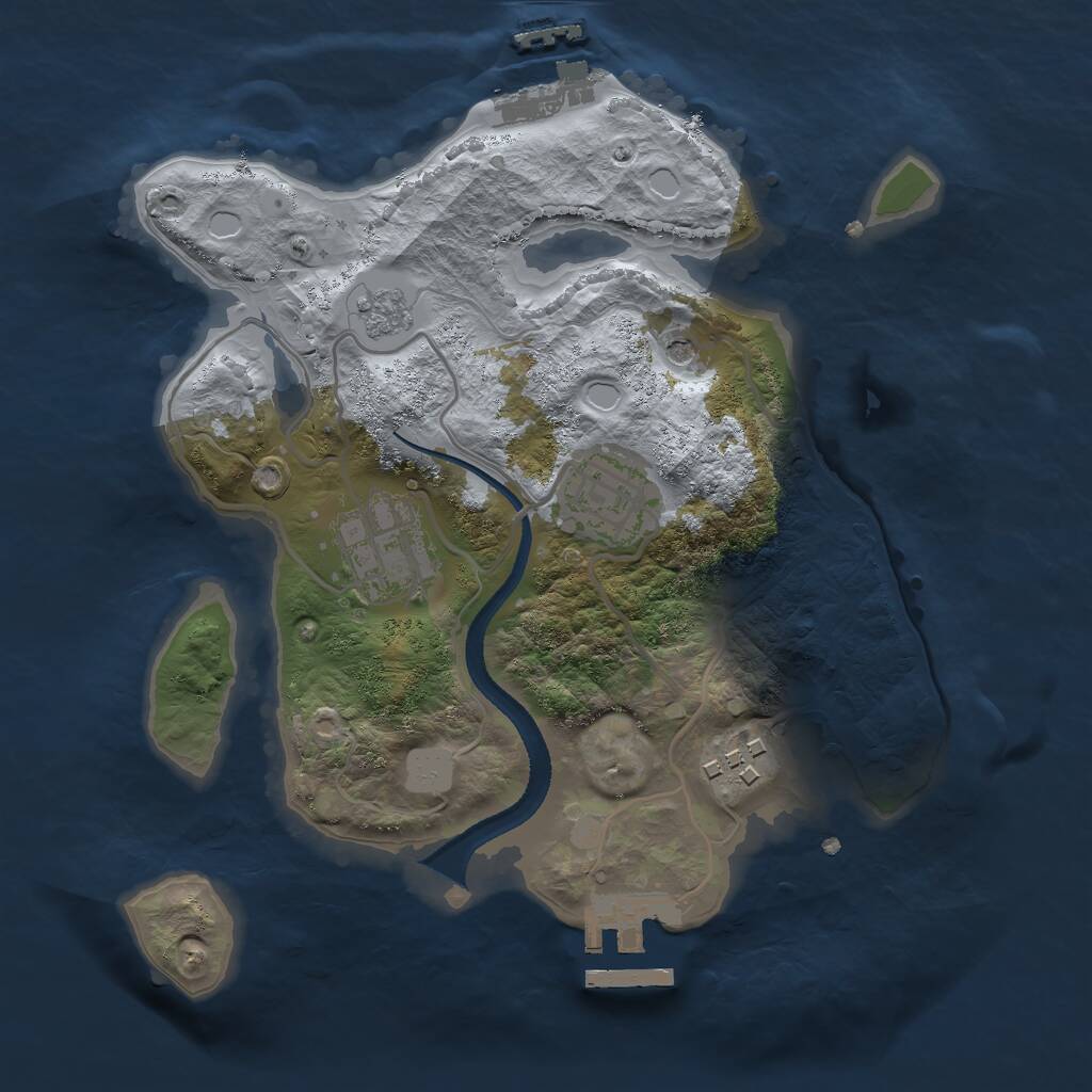 Rust Map: Procedural Map, Size: 2500, Seed: 646040365, 8 Monuments