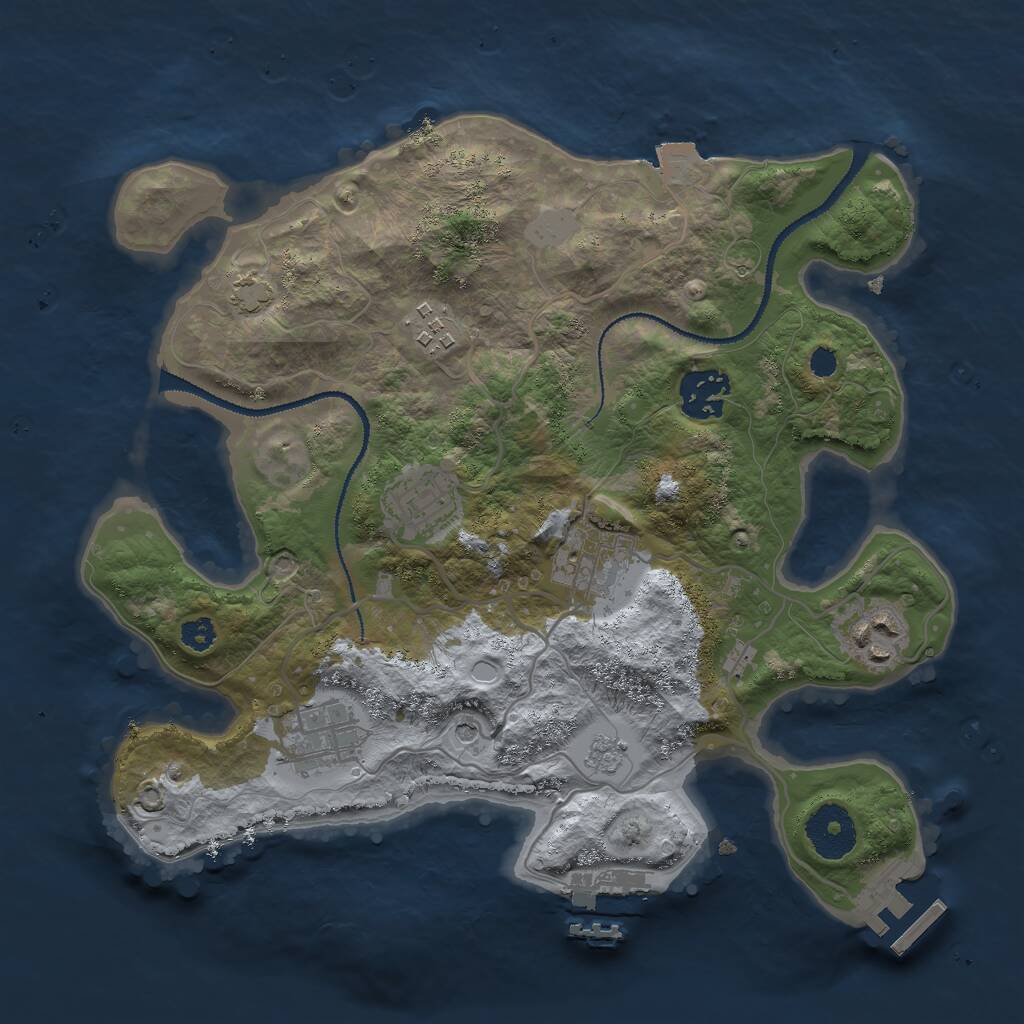 Rust Map: Procedural Map, Size: 3000, Seed: 77526, 12 Monuments
