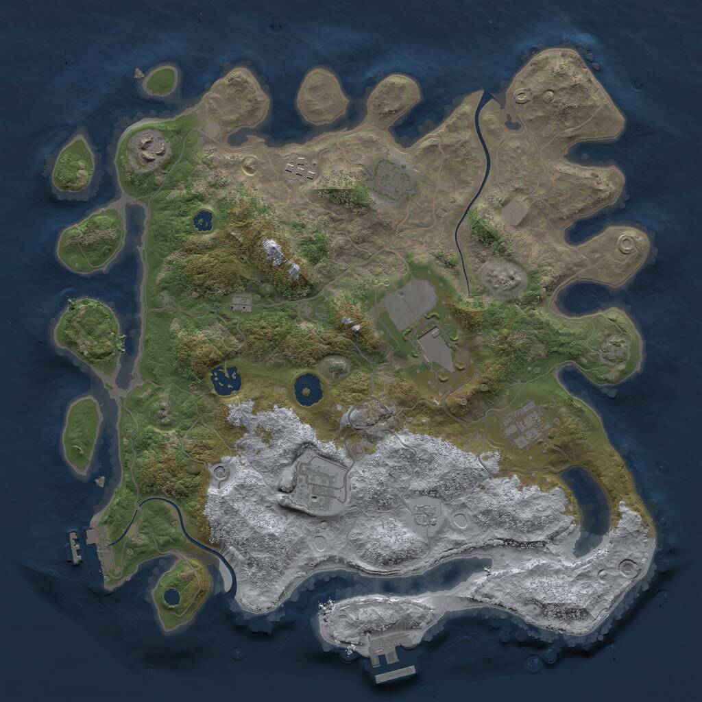 Rust Map: Procedural Map, Size: 3500, Seed: 905049933, 13 Monuments