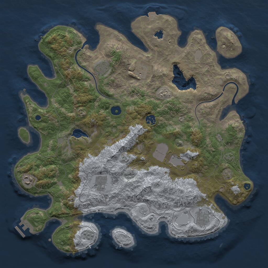 Rust Map: Procedural Map, Size: 4000, Seed: 1156854061, 13 Monuments