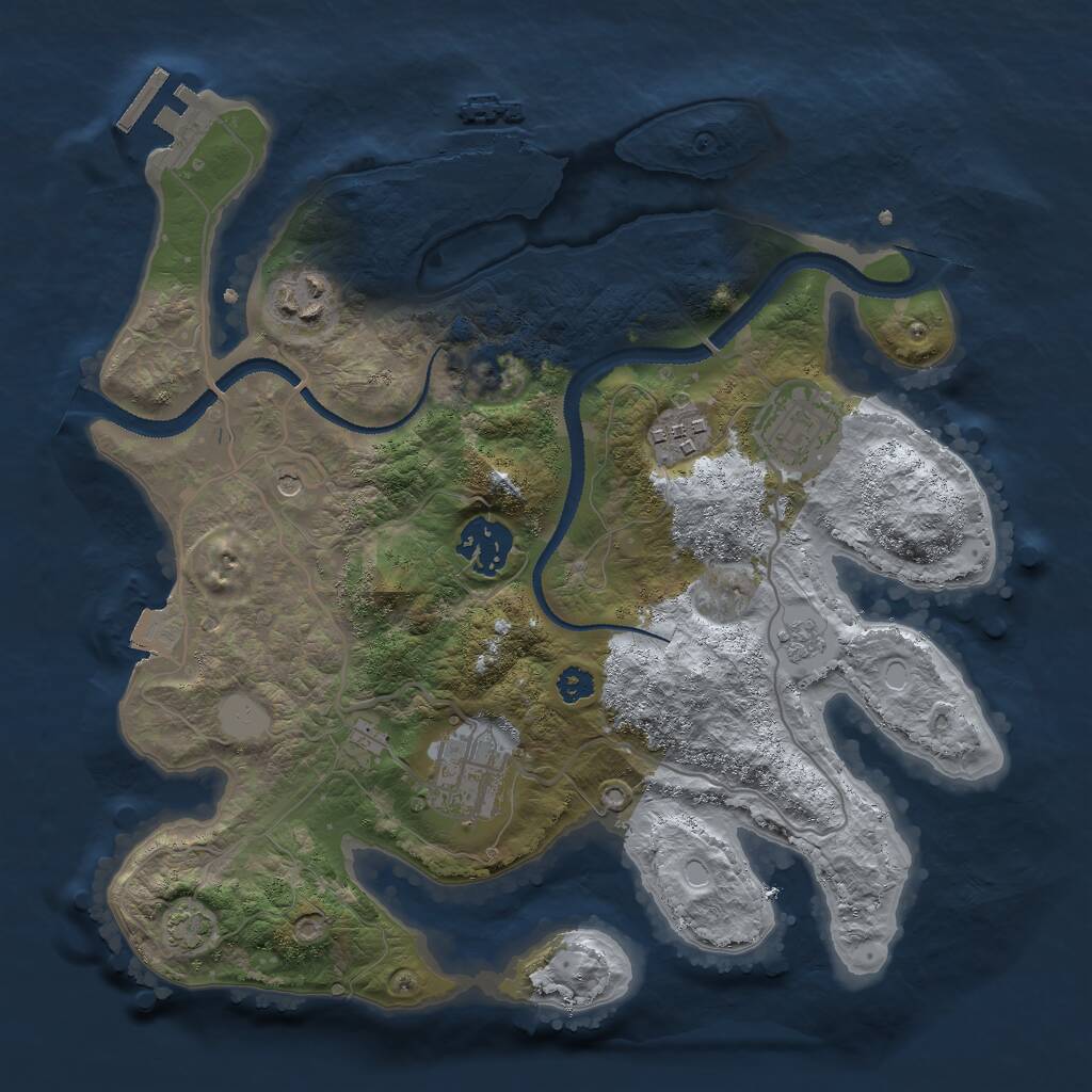 Rust Map: Procedural Map, Size: 3000, Seed: 1401100988, 11 Monuments