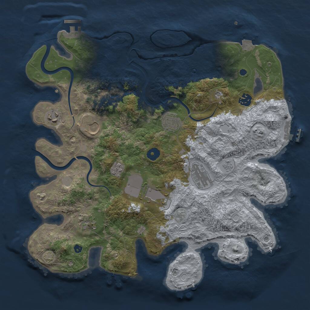 Rust Map: Procedural Map, Size: 3700, Seed: 182018527, 14 Monuments