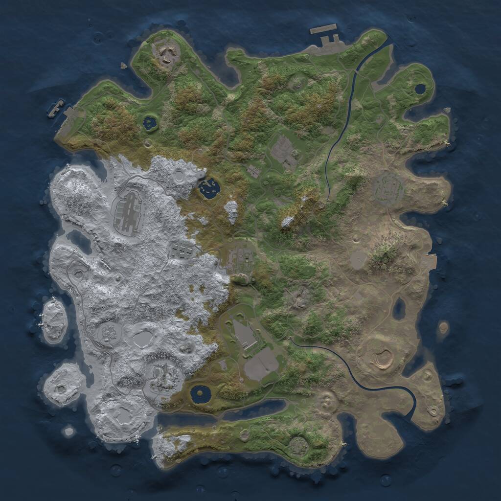 Rust Map: Procedural Map, Size: 3800, Seed: 1493409054, 16 Monuments