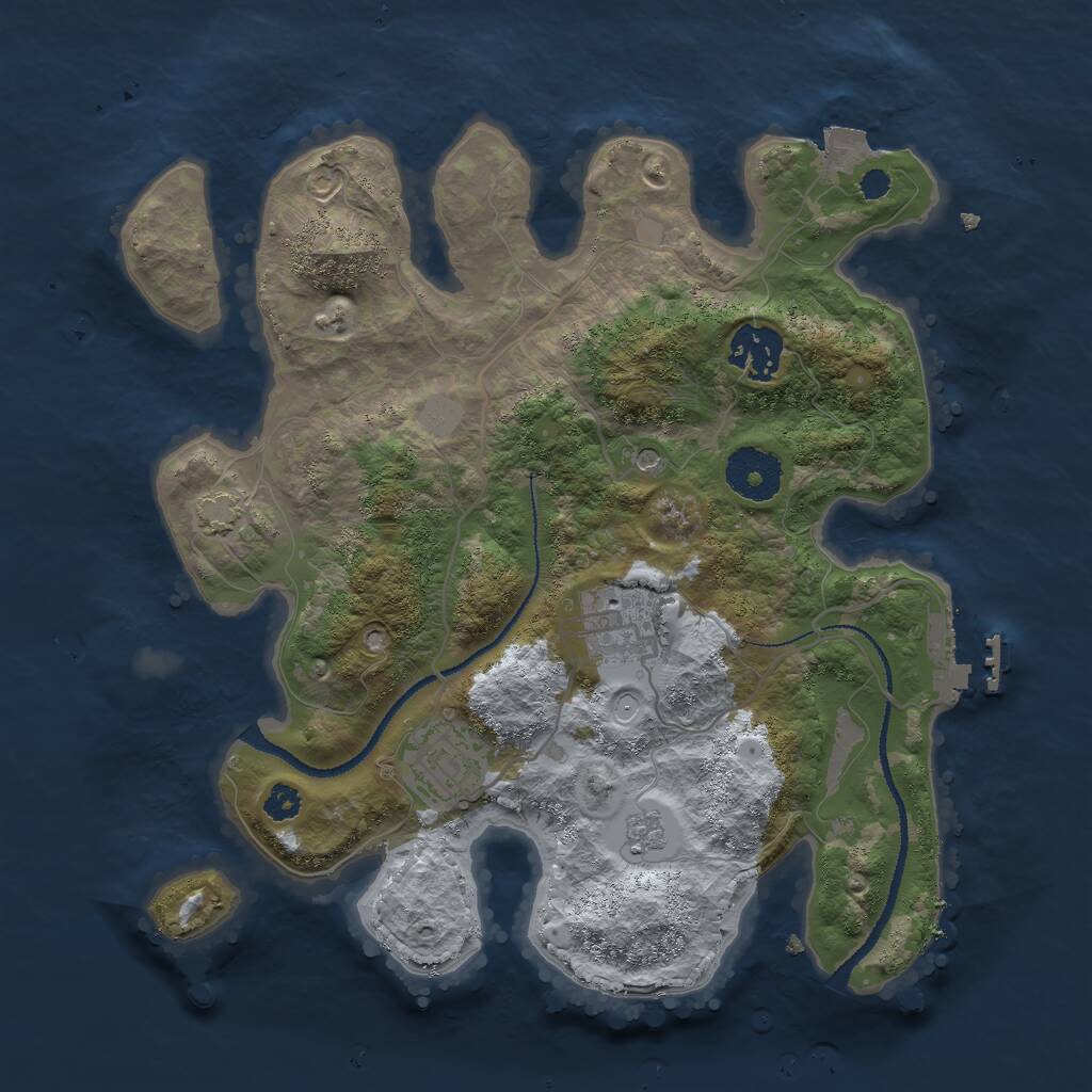 Rust Map: Procedural Map, Size: 3000, Seed: 573327930, 8 Monuments