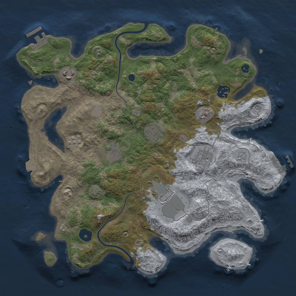 Rust Map: Procedural Map, Size: 3500, Seed: 3496494, 13 Monuments