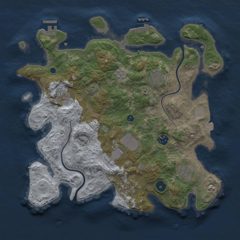 Rust Map: Procedural Map, Size: 3500, Seed: 1122757236, 13 Monuments