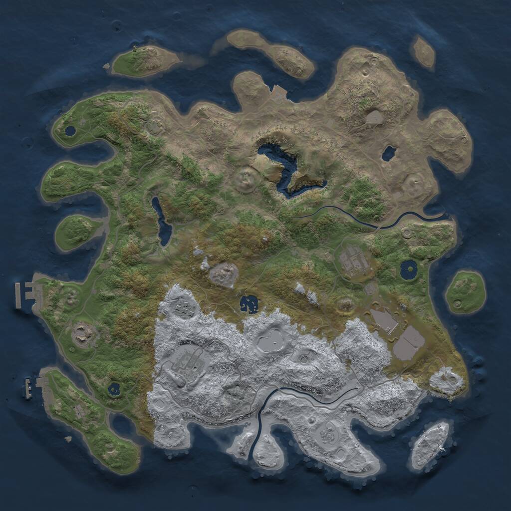 Rust Map: Procedural Map, Size: 4000, Seed: 7462627, 12 Monuments