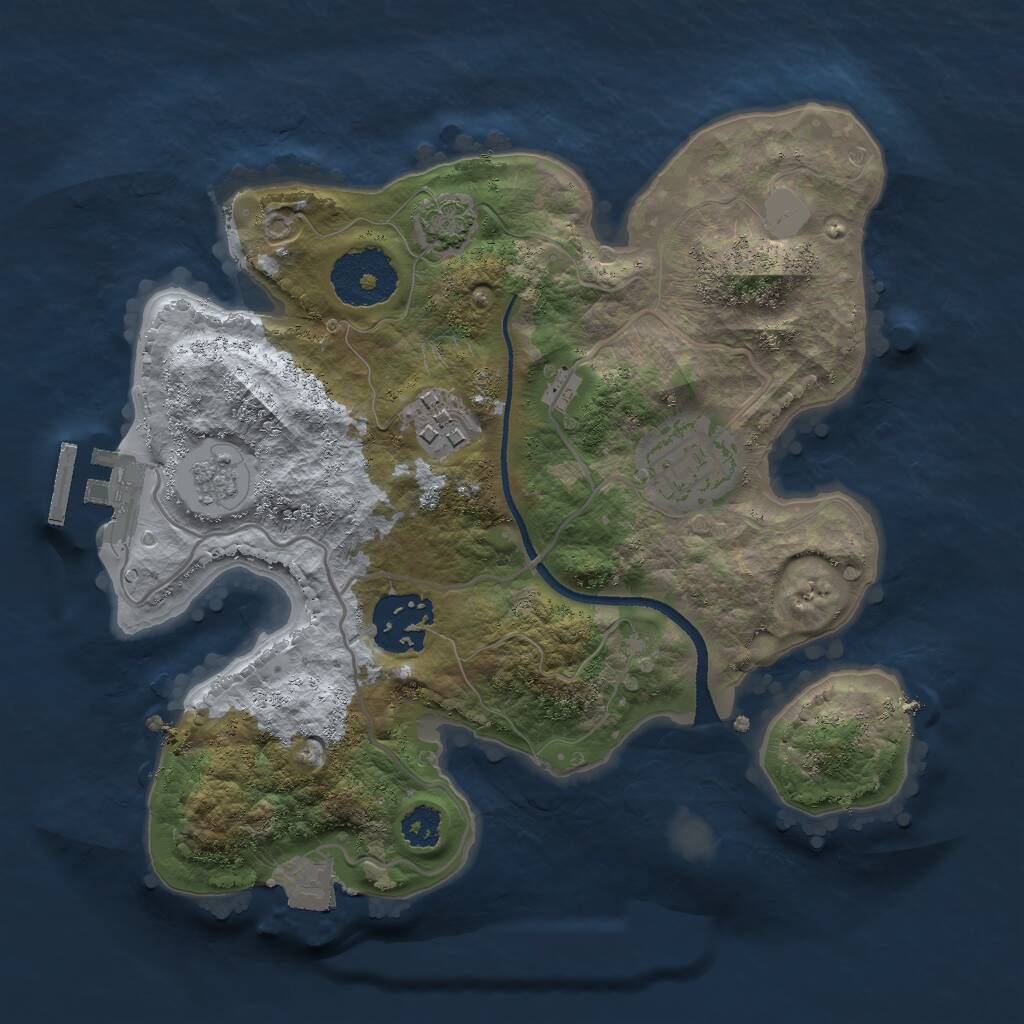 Rust Map: Procedural Map, Size: 2500, Seed: 996580762, 7 Monuments