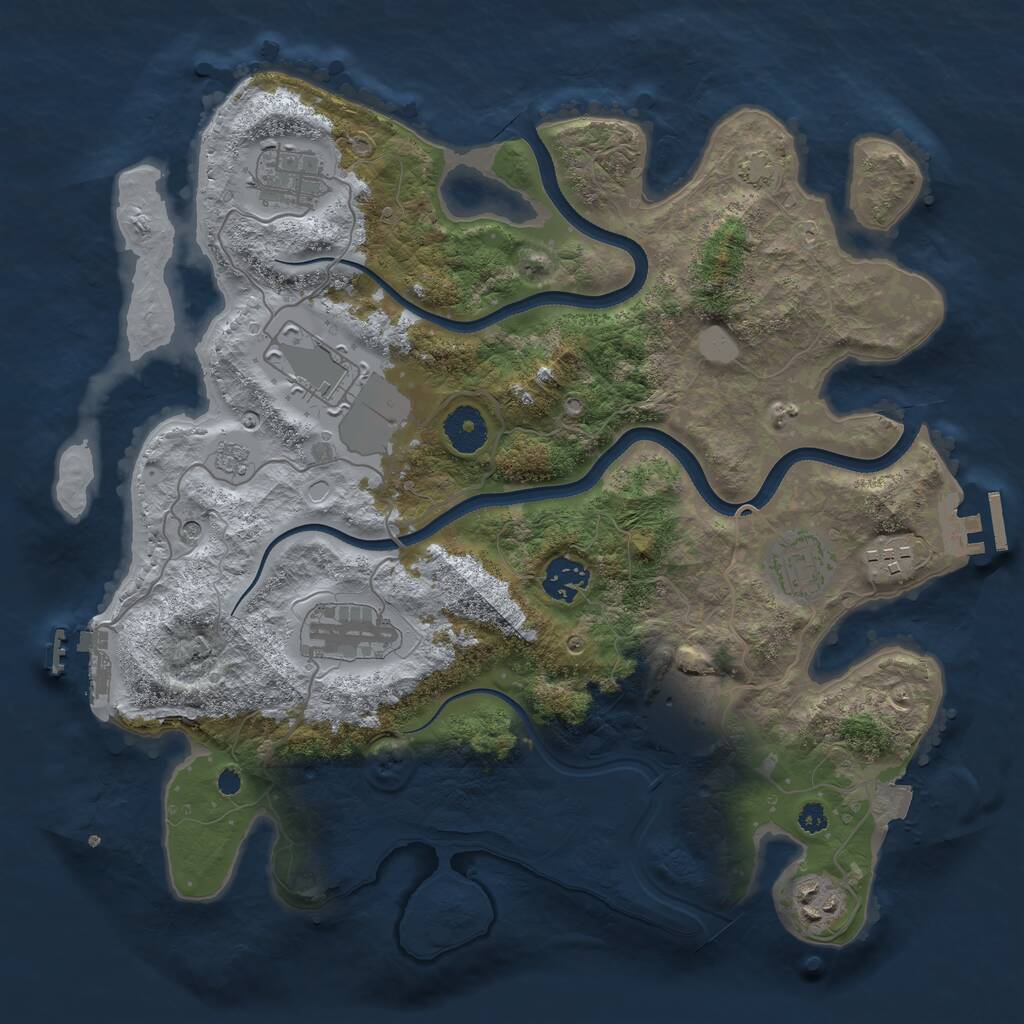 Rust Map: Procedural Map, Size: 3500, Seed: 921441081, 14 Monuments