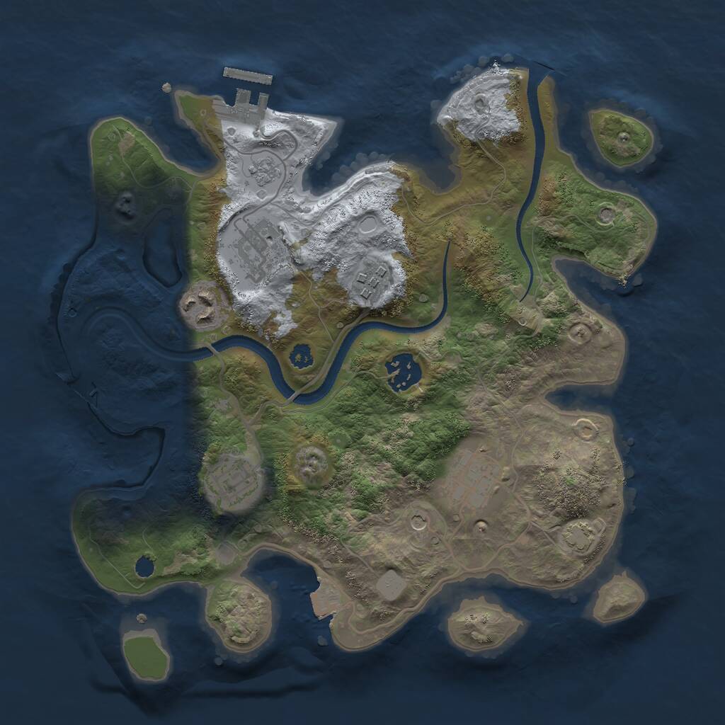 Rust Map: Procedural Map, Size: 3000, Seed: 774272317, 11 Monuments