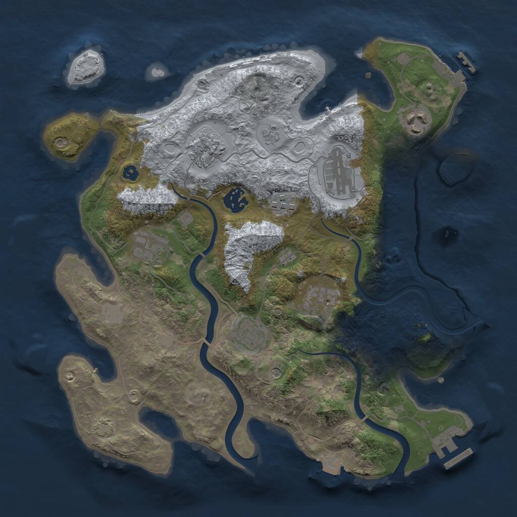 Rust Map: Procedural Map, Size: 3300, Seed: 1991252073, 14 Monuments