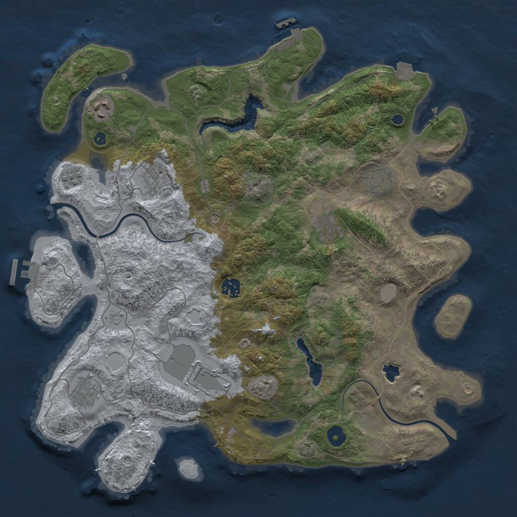 Rust Map: Procedural Map, Size: 4000, Seed: 1123675778, 14 Monuments