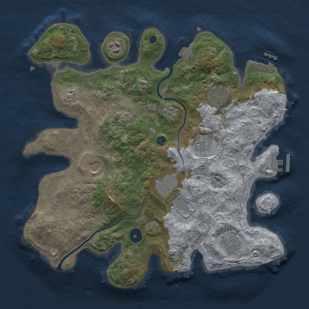 Rust Map: Procedural Map, Size: 3500, Seed: 1148734572, 12 Monuments