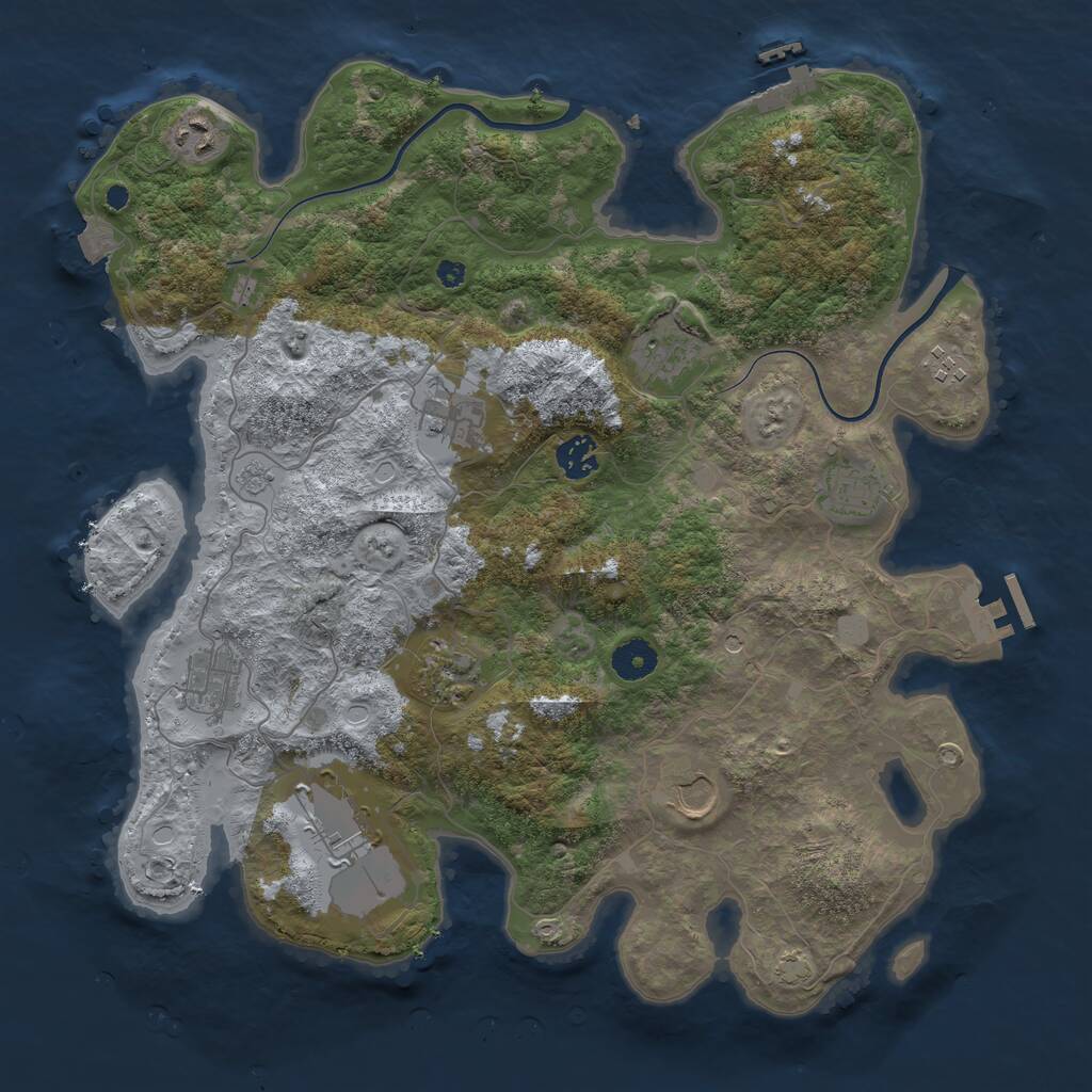 Rust Map: Procedural Map, Size: 3850, Seed: 1098600862, 16 Monuments