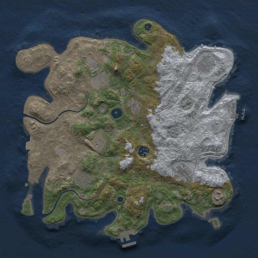 Rust Map: Procedural Map, Size: 3700, Seed: 1836786697, 15 Monuments