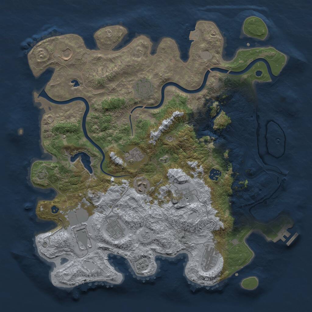 Rust Map: Procedural Map, Size: 4000, Seed: 1575080301, 15 Monuments
