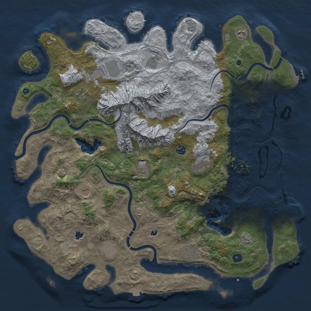 Rust Map: Procedural Map, Size: 5000, Seed: 1610398782, 17 Monuments