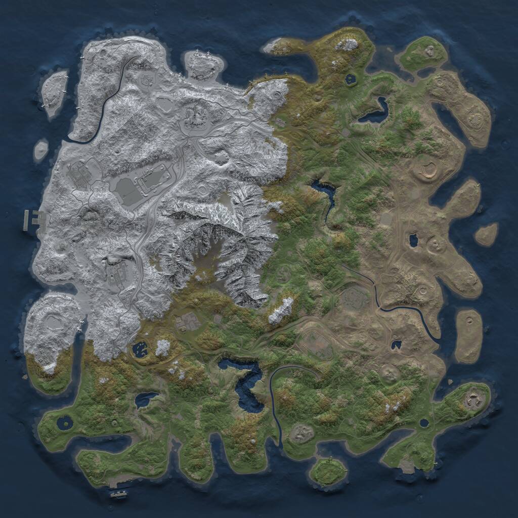 Rust Map: Procedural Map, Size: 5000, Seed: 1918341707, 17 Monuments