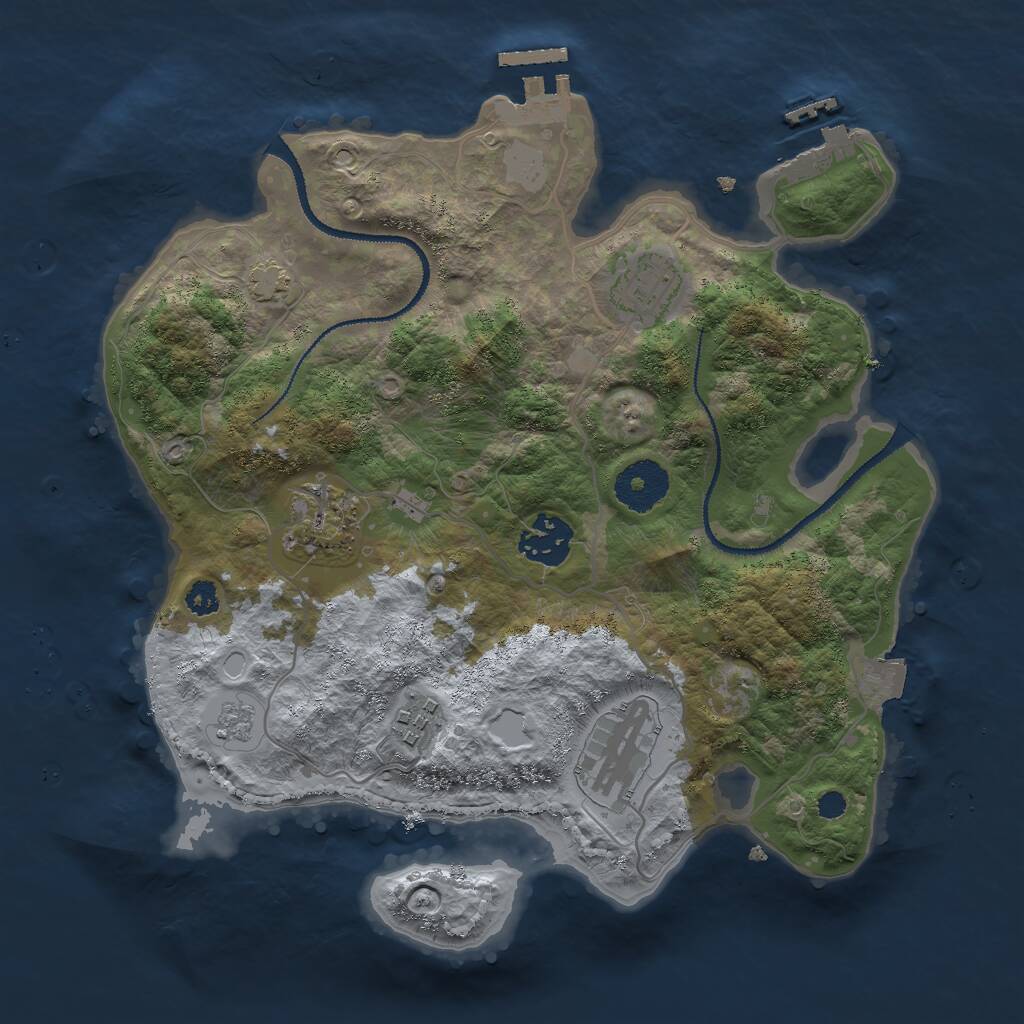 Rust Map: Procedural Map, Size: 3000, Seed: 456435, 10 Monuments