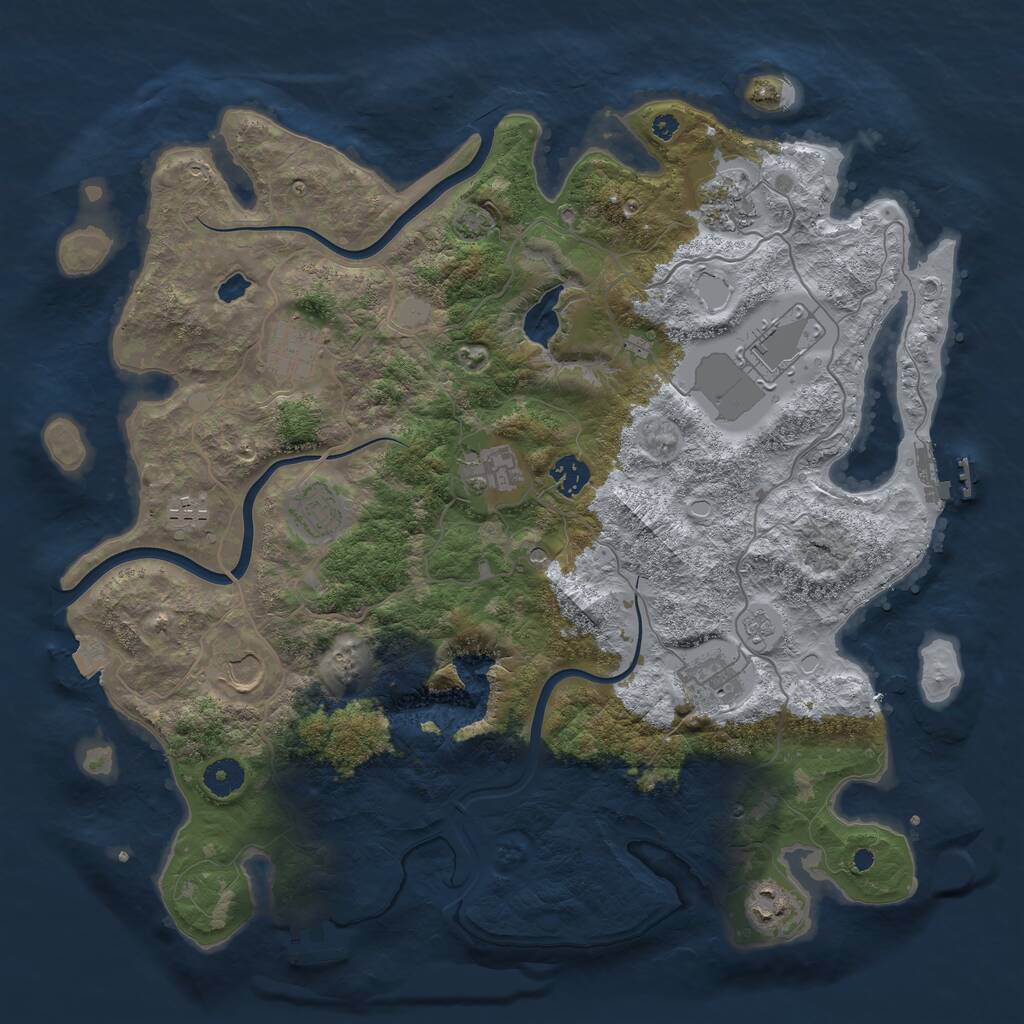 Rust Map: Procedural Map, Size: 4000, Seed: 6523, 16 Monuments