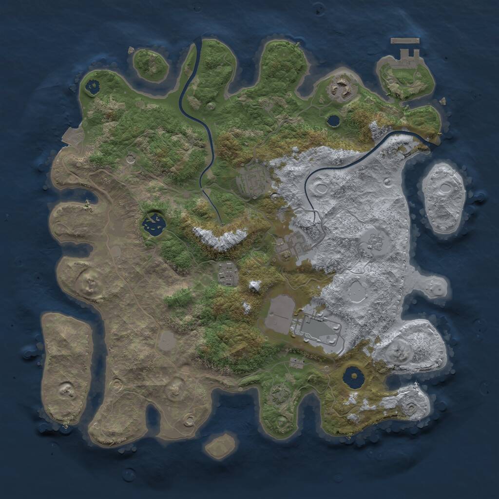 Rust Map: Procedural Map, Size: 3500, Seed: 1146652341, 11 Monuments