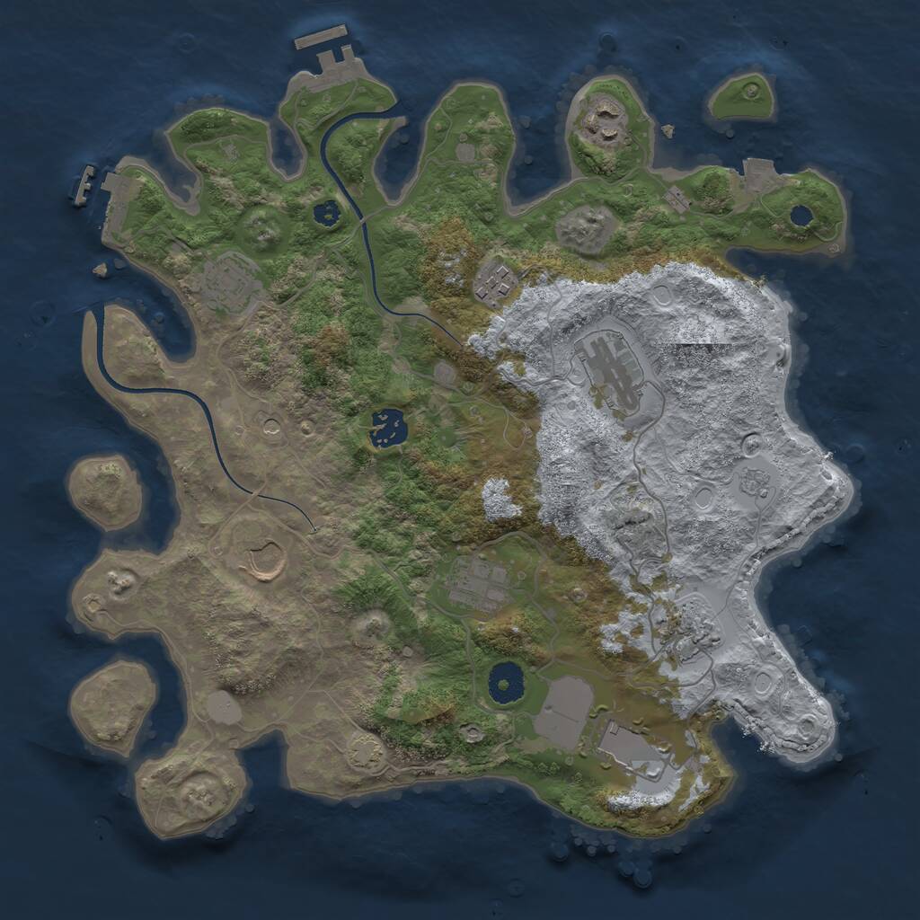 Rust Map: Procedural Map, Size: 3500, Seed: 1311197328, 15 Monuments