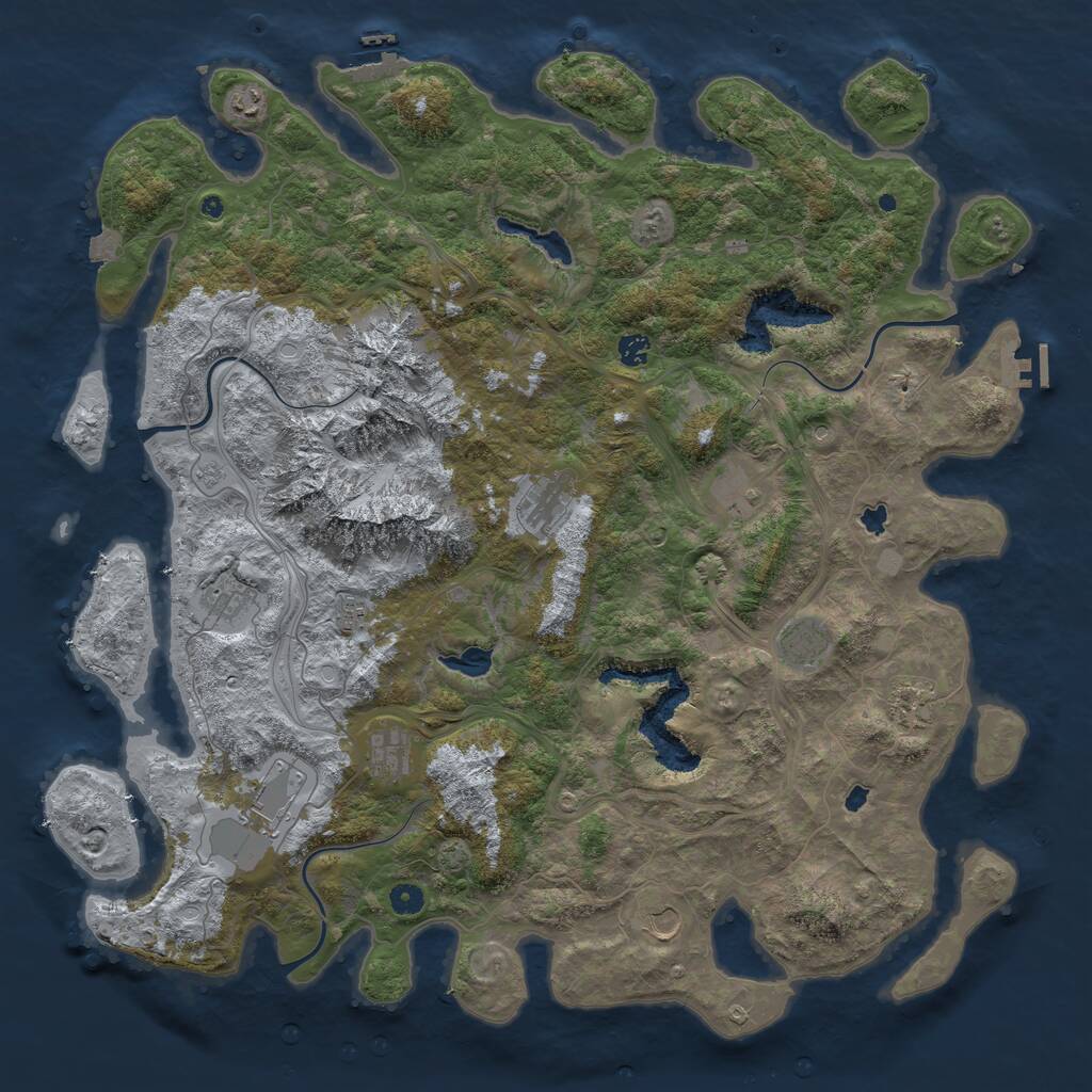Rust Map: Procedural Map, Size: 5000, Seed: 12354, 17 Monuments
