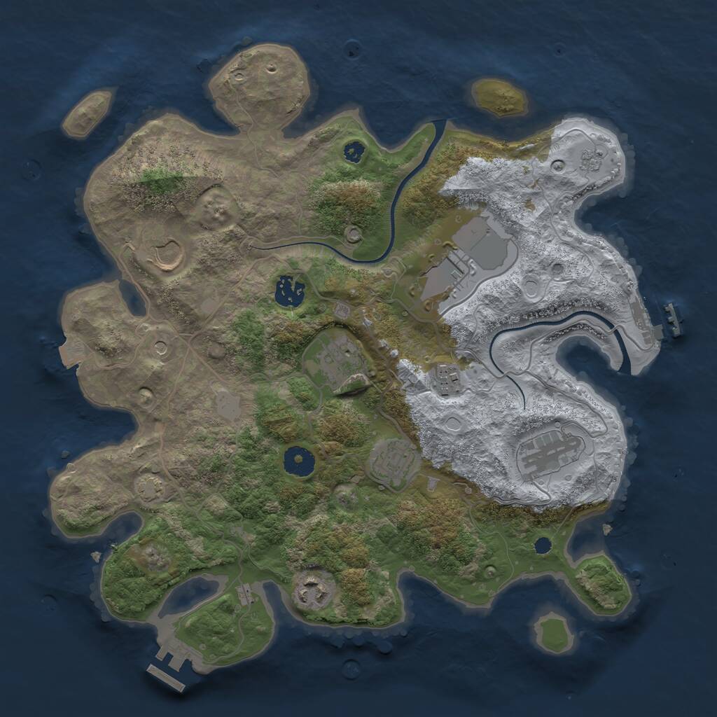 Rust Map: Procedural Map, Size: 3500, Seed: 1763240106, 14 Monuments