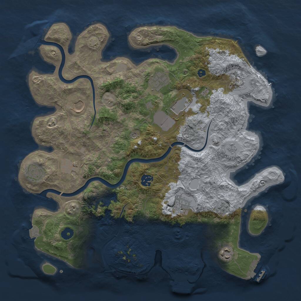 Rust Map: Procedural Map, Size: 3750, Seed: 186520011, 16 Monuments