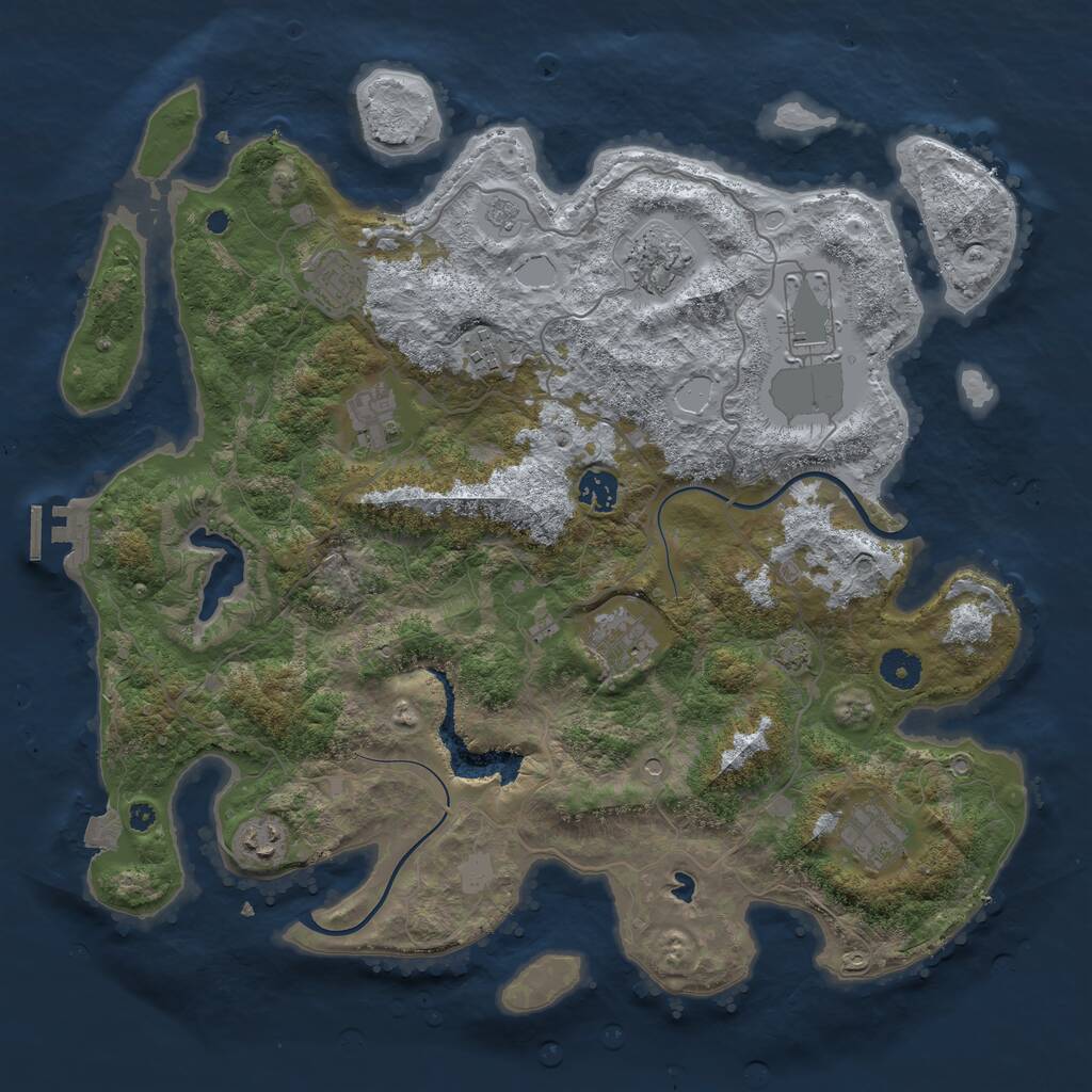 Rust Map: Procedural Map, Size: 4000, Seed: 1217308601, 14 Monuments